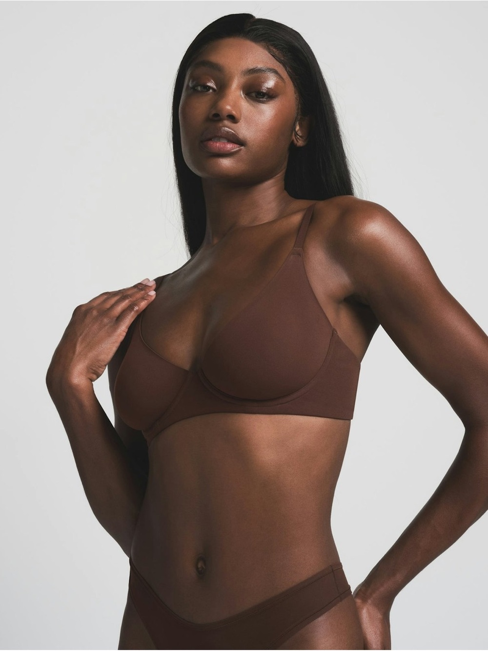 SKIMS Fits Everybody Unlined Demi Bra Bralette Cocoa Brown 34B